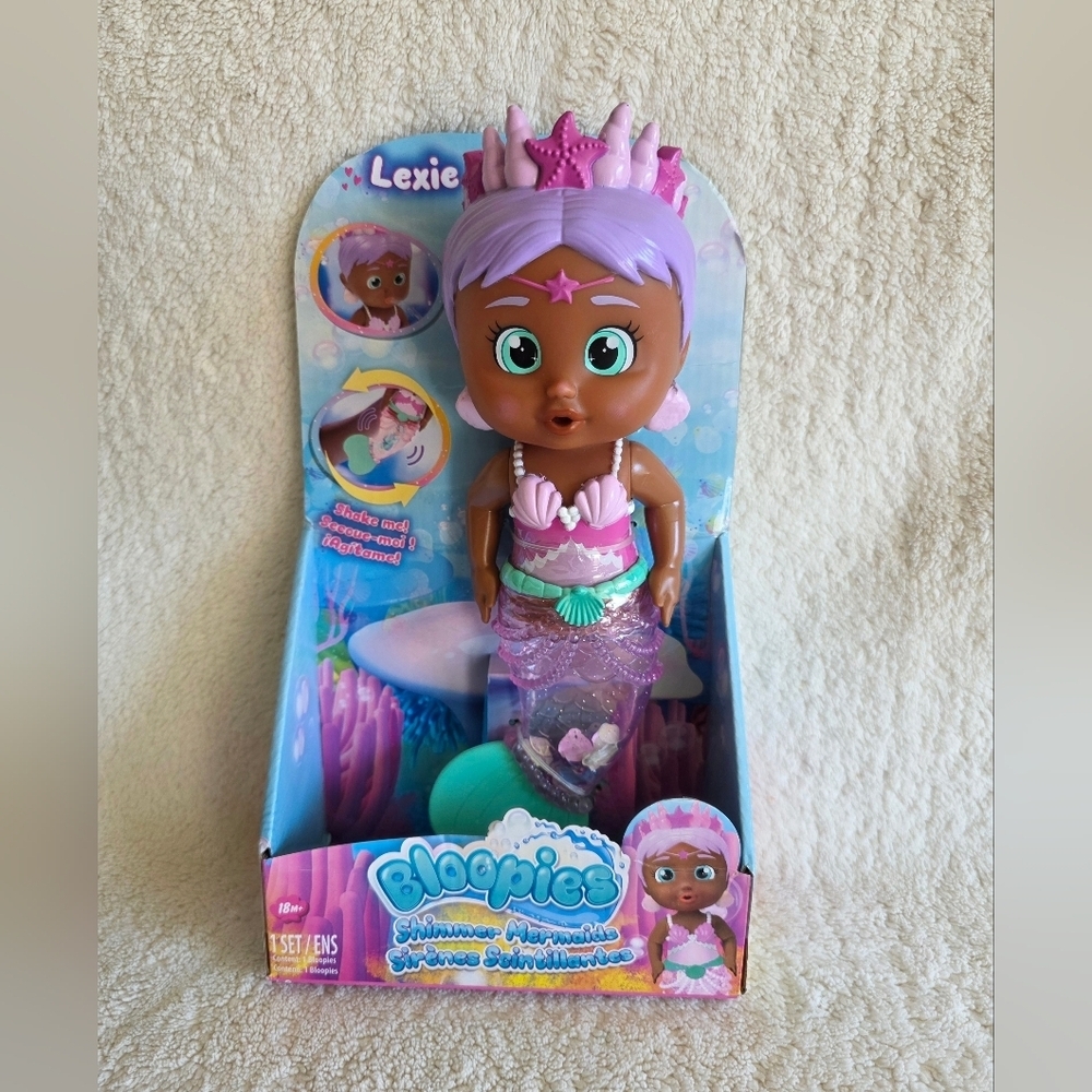 New baby girl Bloopies Mermaid Shimmer Tail Lexie Water Toy, doll, age 18m +